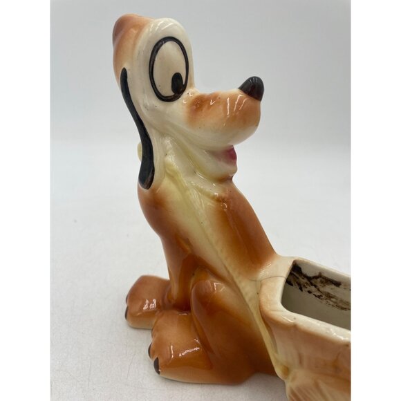 Vintage Walt Disney Pluto Ceramic Planter Figurine Adorned Quirky Charm - Picture 9 of 11